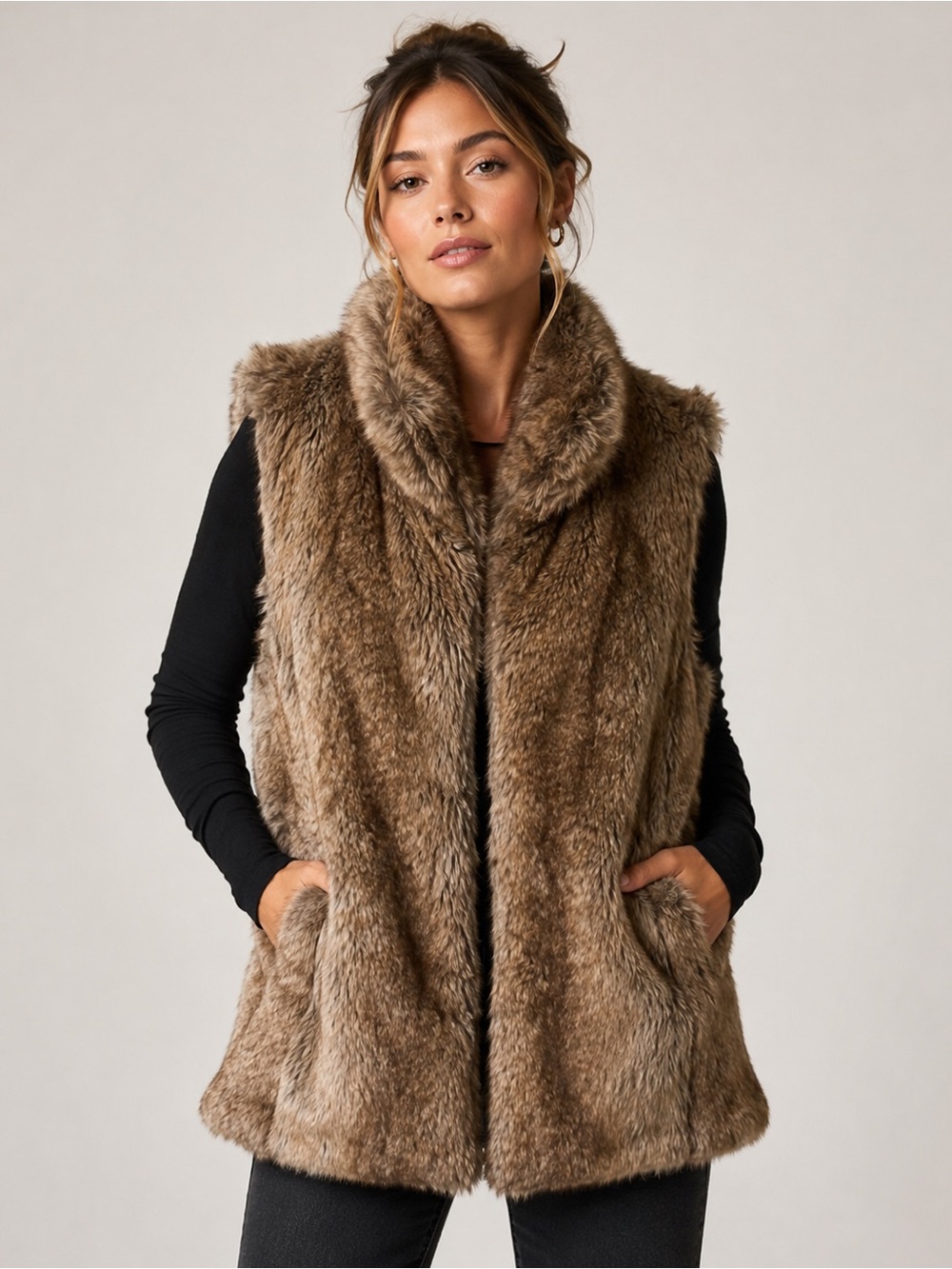 Banana Republic Midi Faux Fur Vest With cinch for two different styles